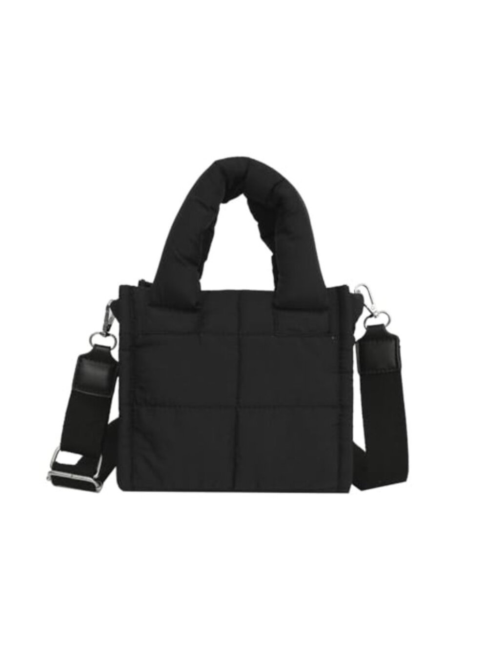 Small Quilted Nylon Puffer Tote Bag Crossbody Shoulder Handbag